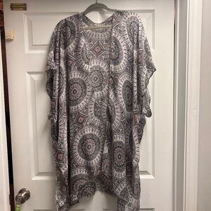 Gauze Gray/Pink/White Kimono style cover up/top for summertime, One Size